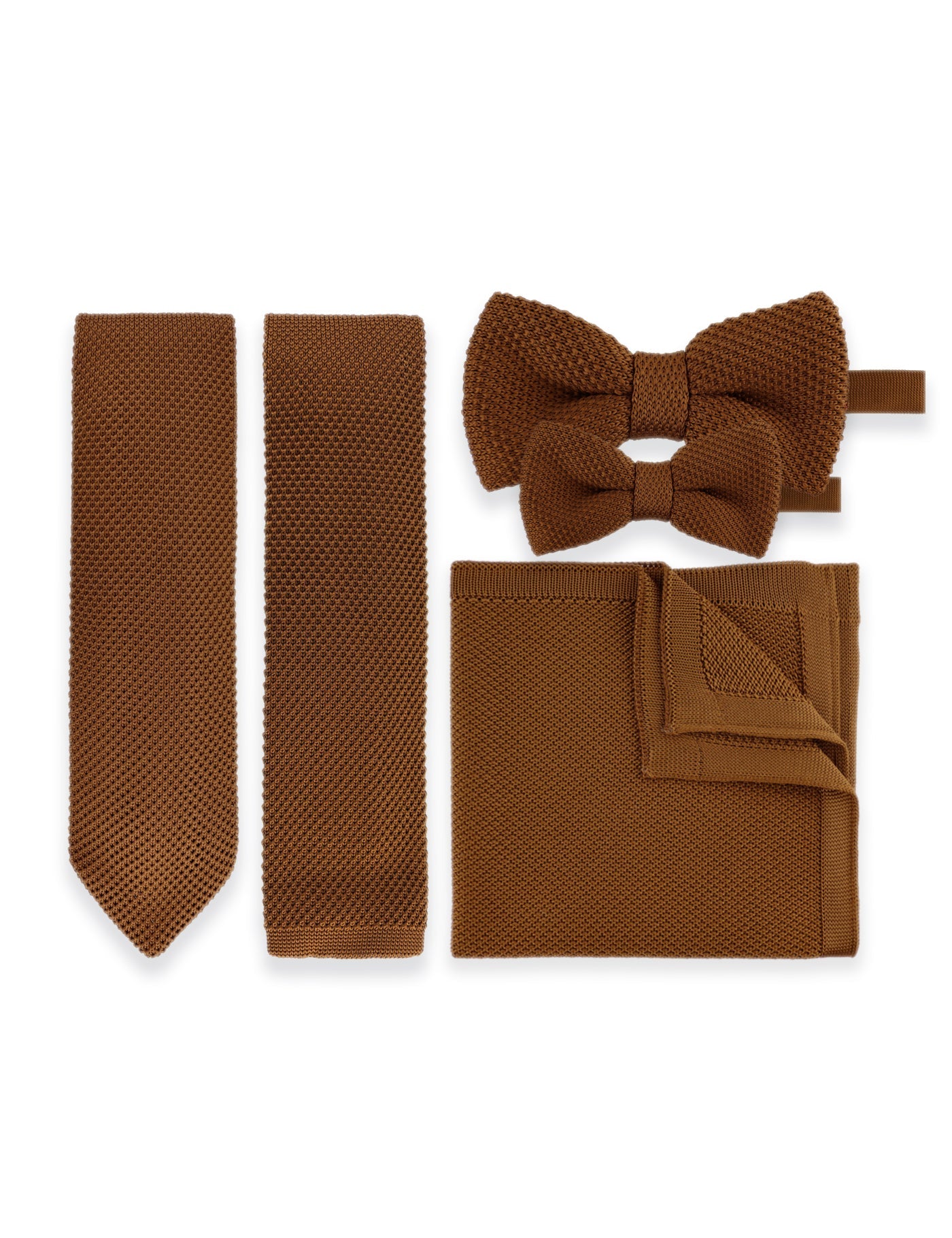 Knitted Pocket Square - Caramel Brown