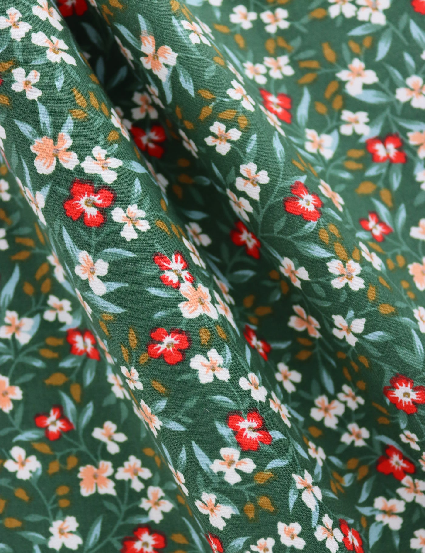 100% Cotton Floral Print Pocket Square - Green