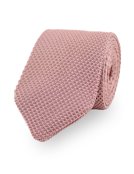 Children's Diamond End Knitted Tie - Dusty Pink