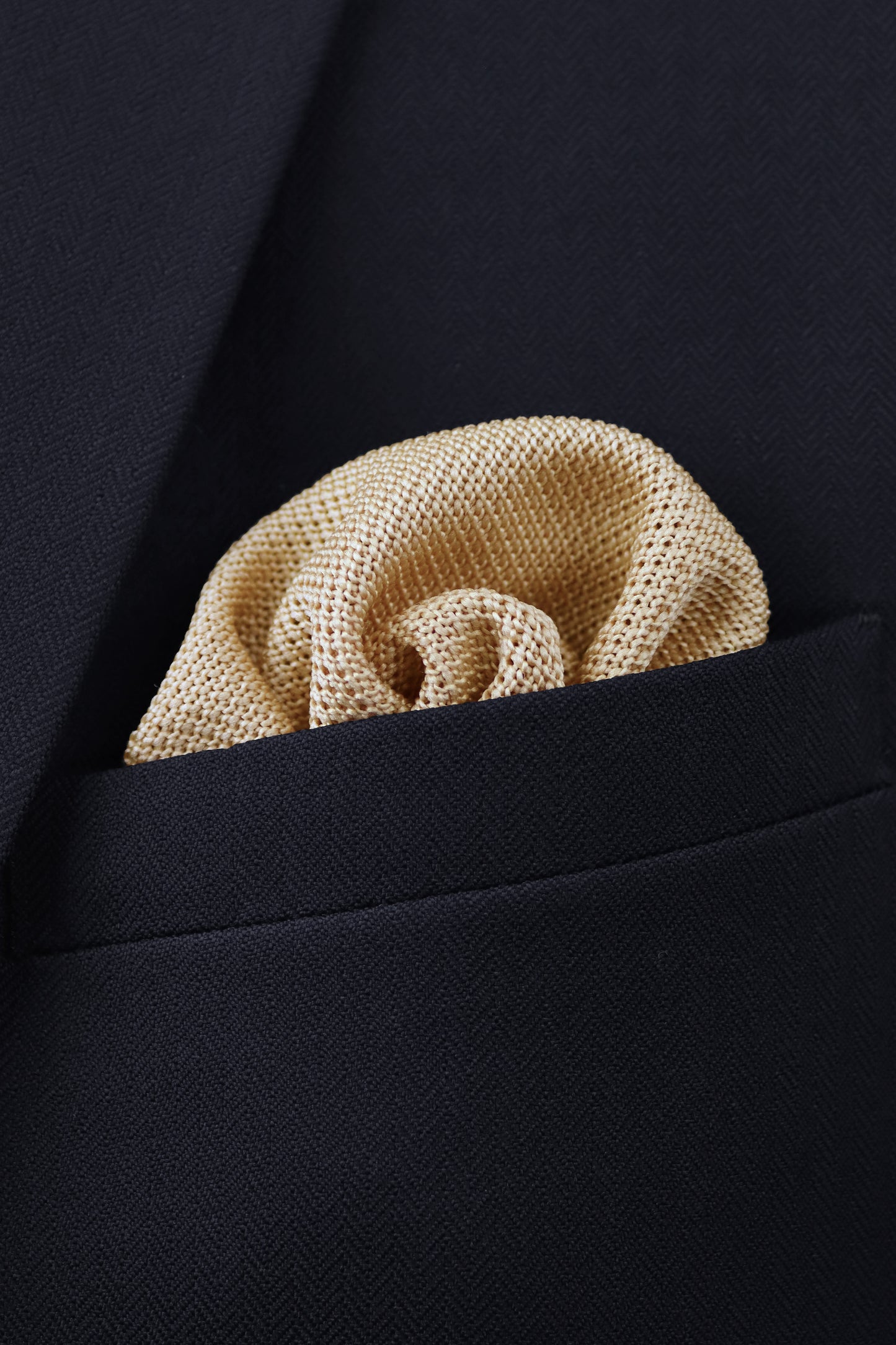 Knitted Pocket Square - Beige
