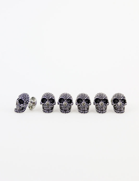 Cufflinks - Black & Silver Skull Studs