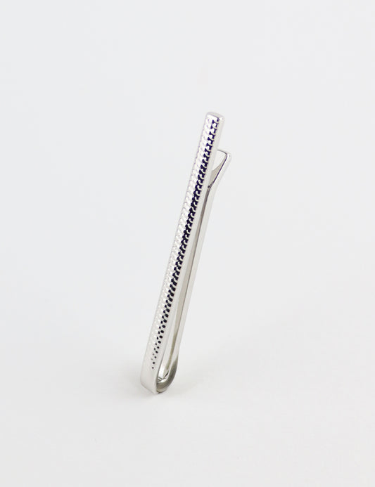 Textured Tie Bar - Silver