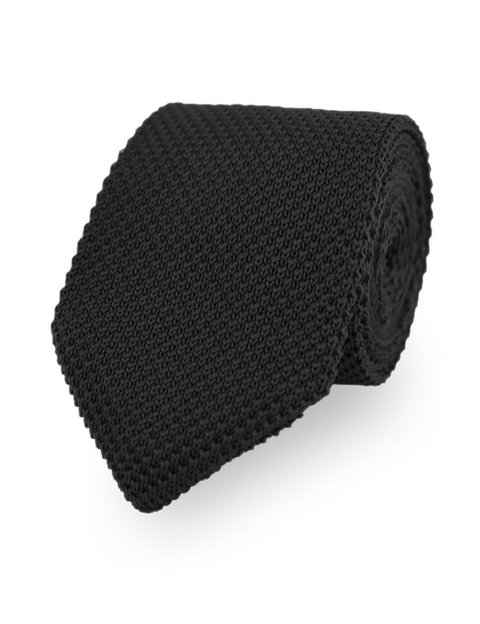 100% Polyester Diamond End Knitted Tie - Black