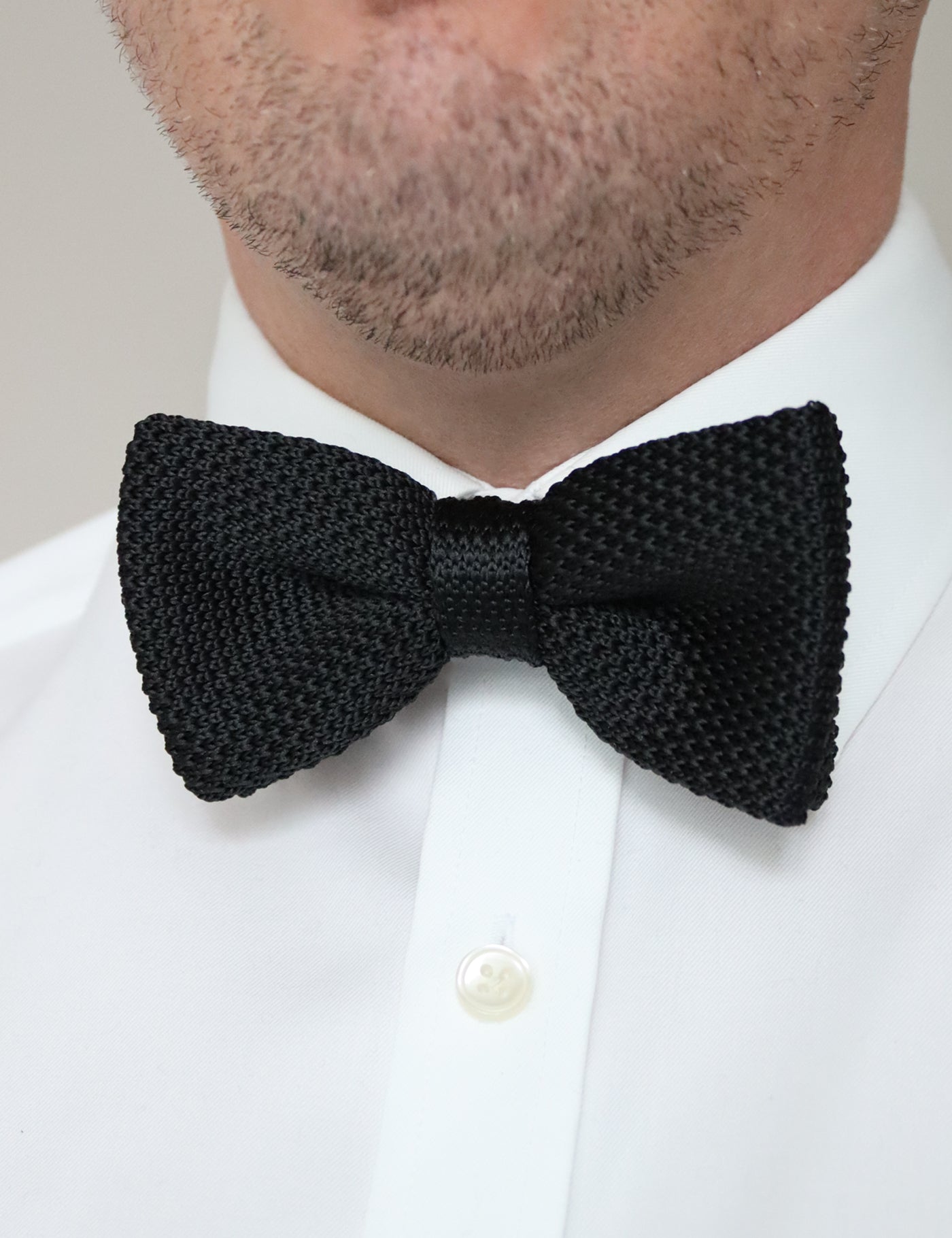 100% Polyester Knitted Bow Tie - Black