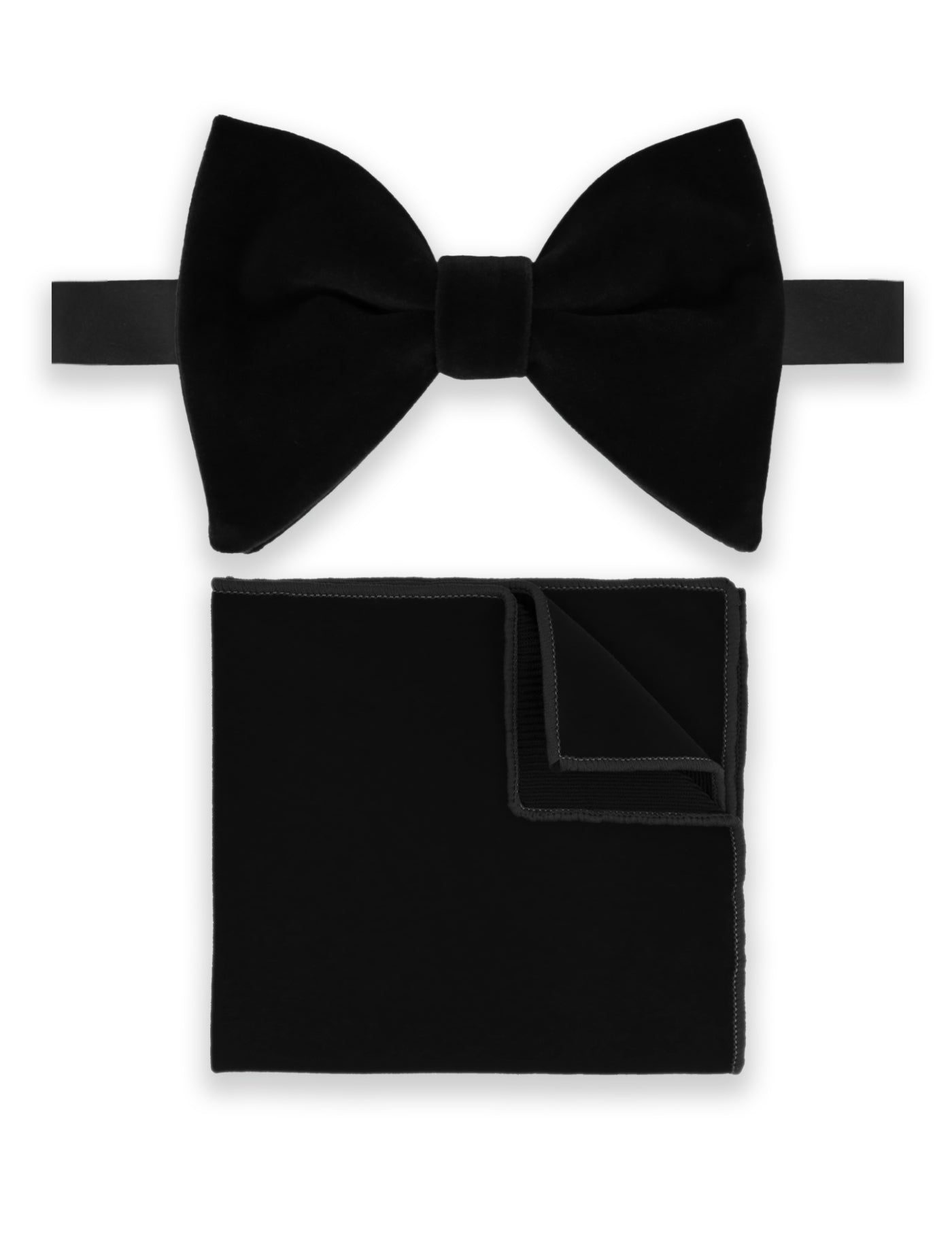 100% Velvet Oversized Bow Tie - Black