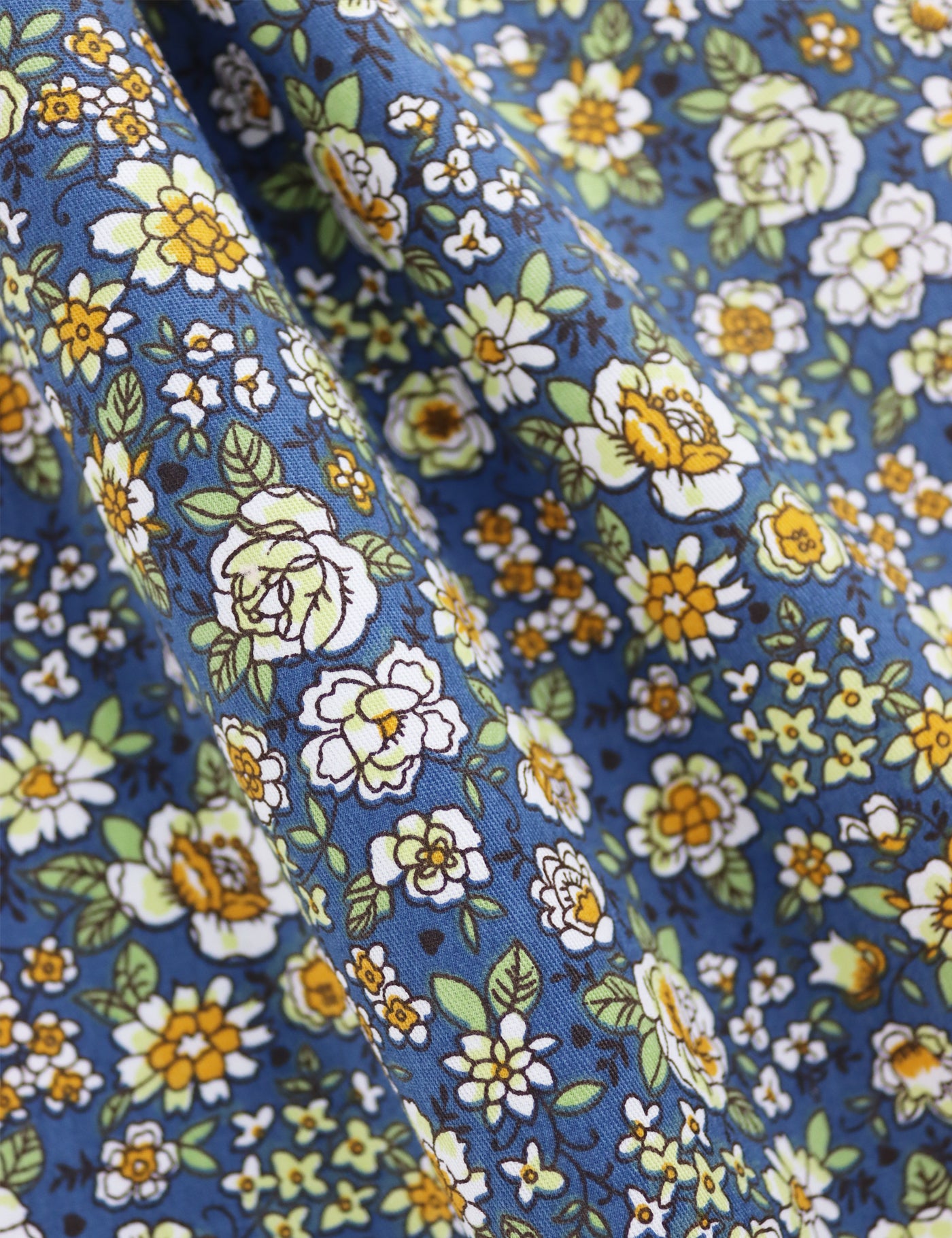 100% Cotton Floral Print Pocket Square - Blue & Yellow