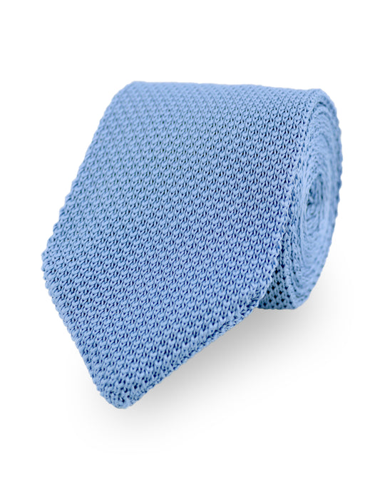 100% Polyester Diamond End Knitted Tie - Light Blue