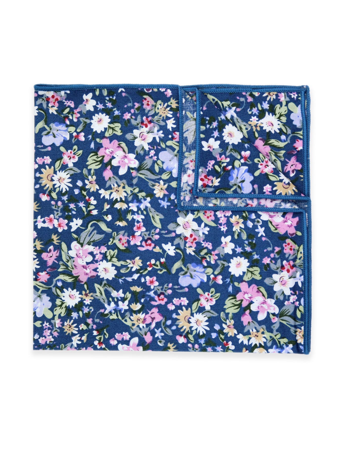 100% Cotton Floral Print Bow Tie - Blue & Pink