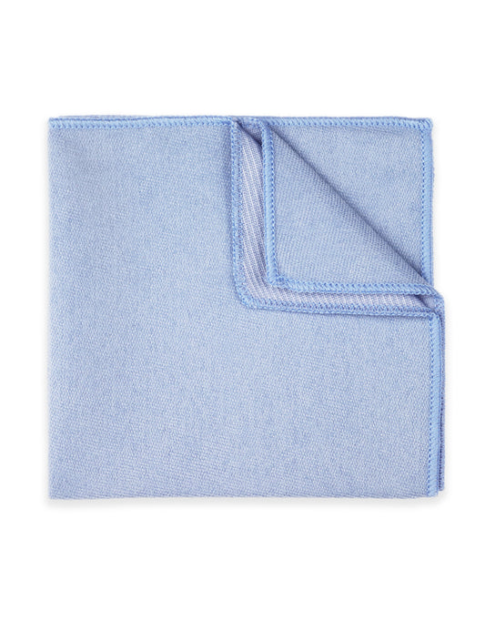 100% Brushed Cotton Suede Pocket Square - Blue