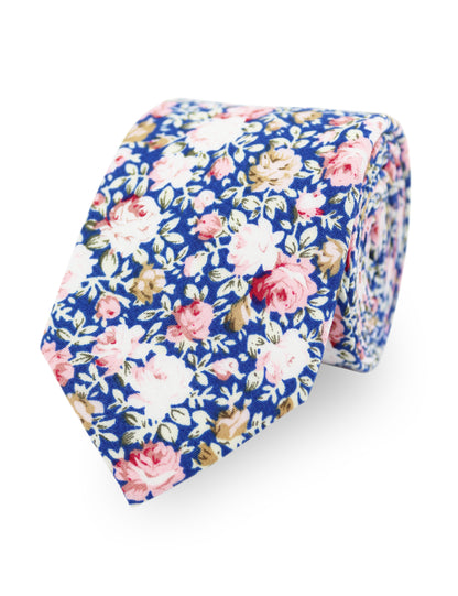 100% Cotton Floral Print Child Bow Tie - Blue & Pink