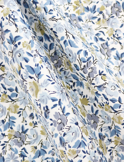 Floral Print Tie - Blue & White