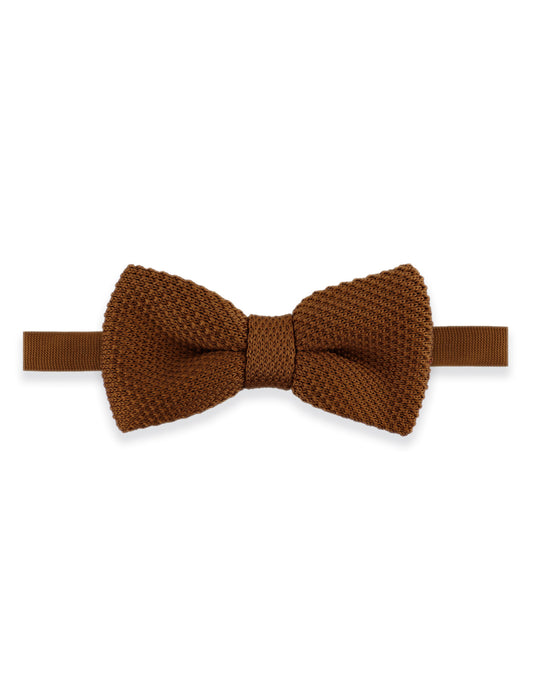 100% Polyester Knitted Child Bow Tie - Caramel Brown