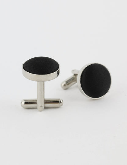 Woven Fabric Faced Cufflinks - Forest Green