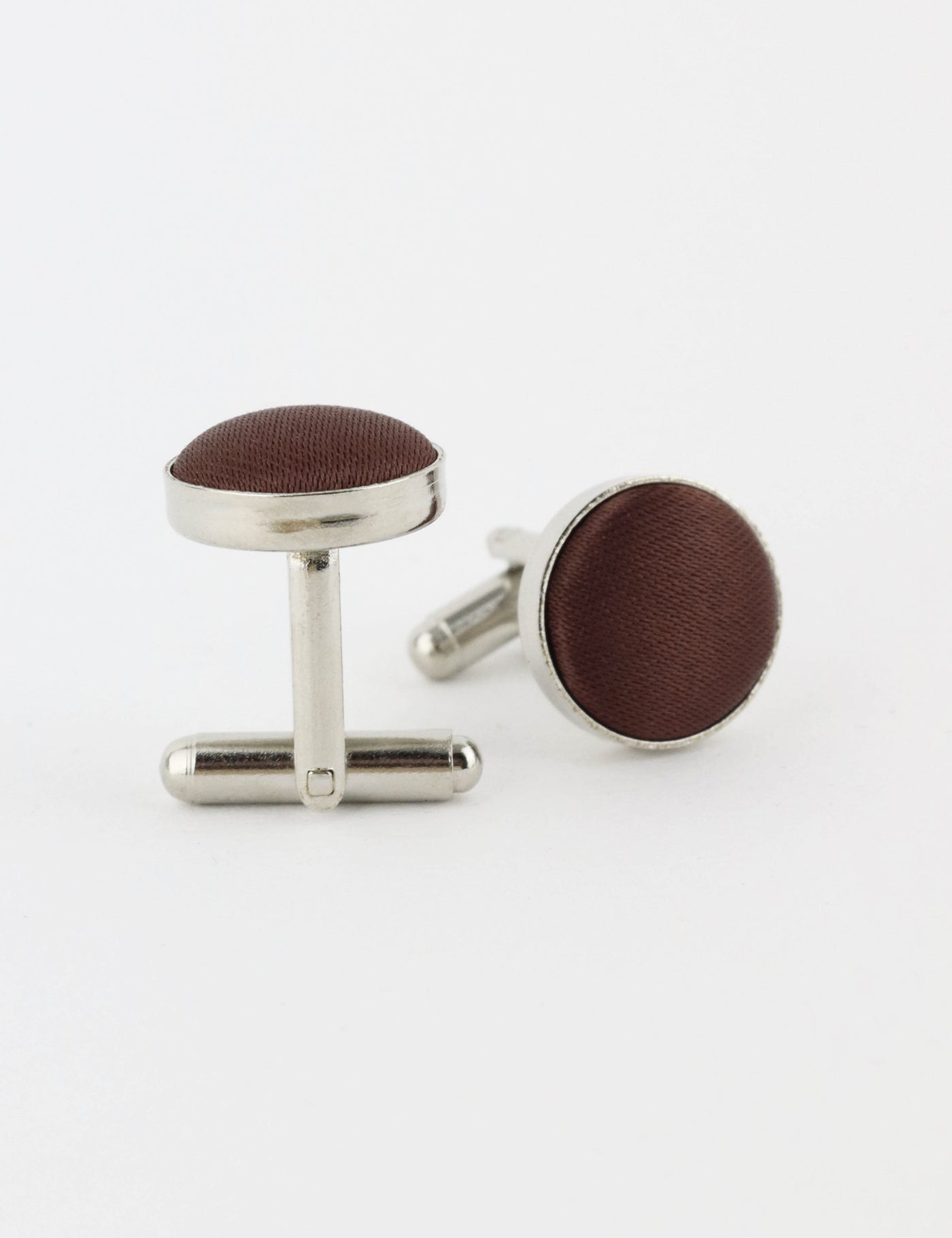 Woven Fabric Faced Cufflinks - Mid Blue