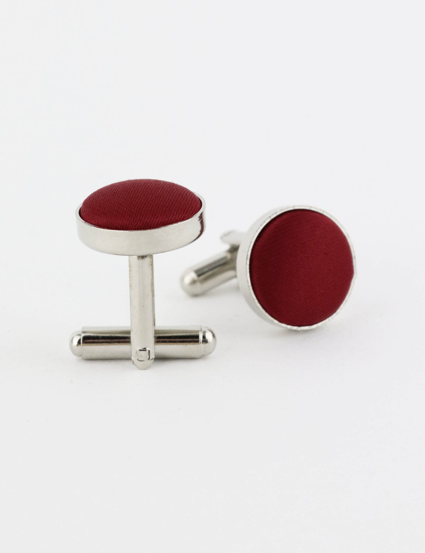 Woven Fabric Faced Cufflinks - Dark Purple