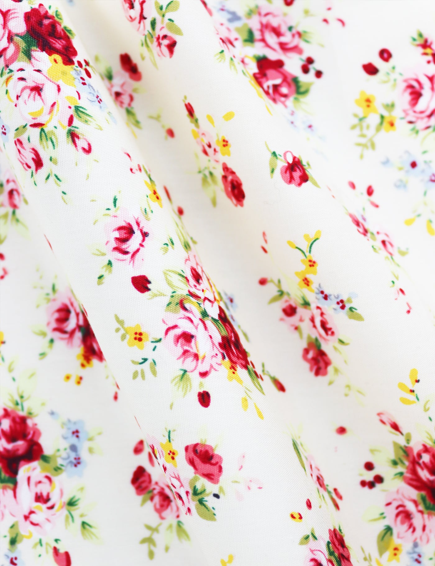 100% Cotton Floral Print Pocket Square - Cream & Pink