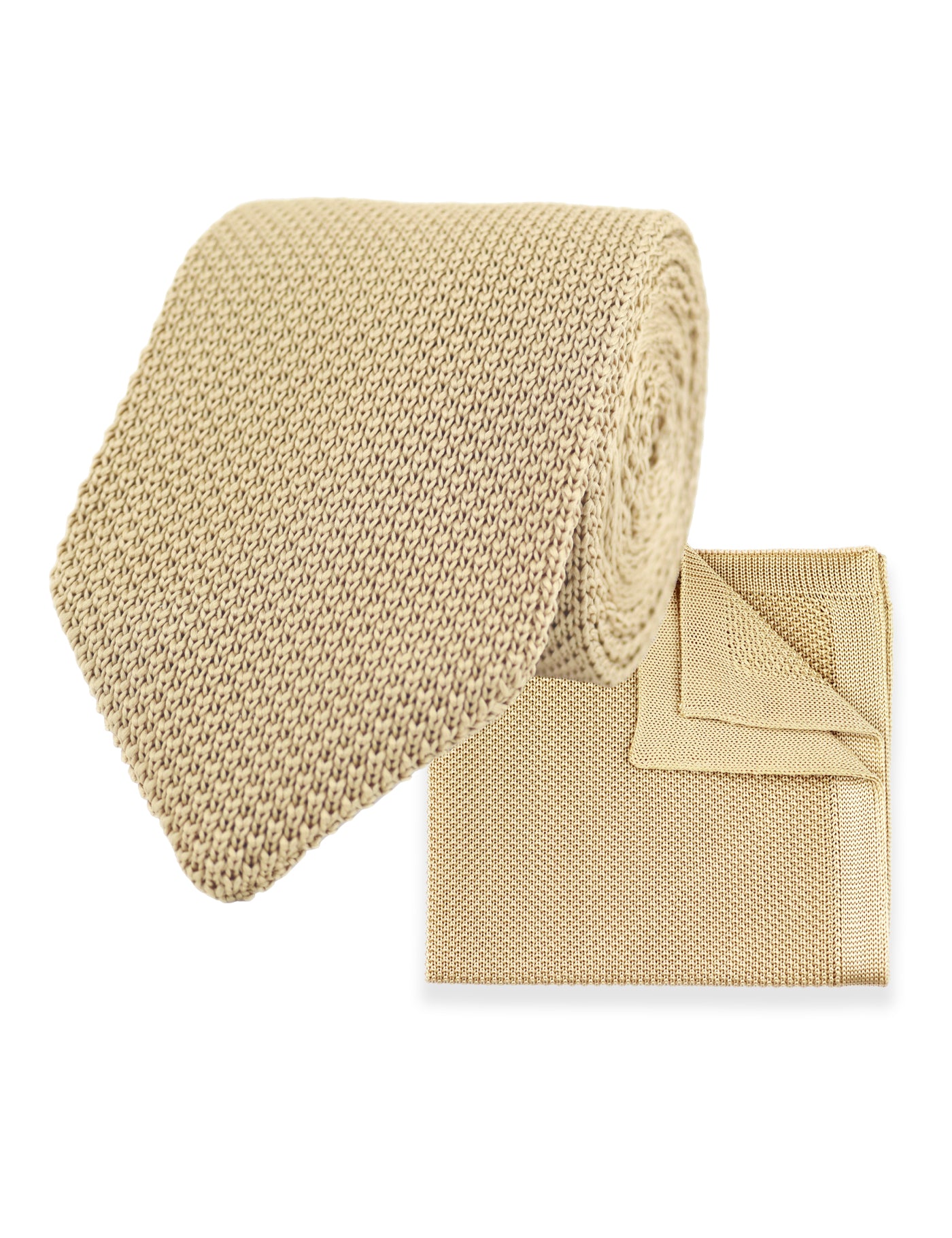 100% Polyester Square End Knitted Tie - Beige