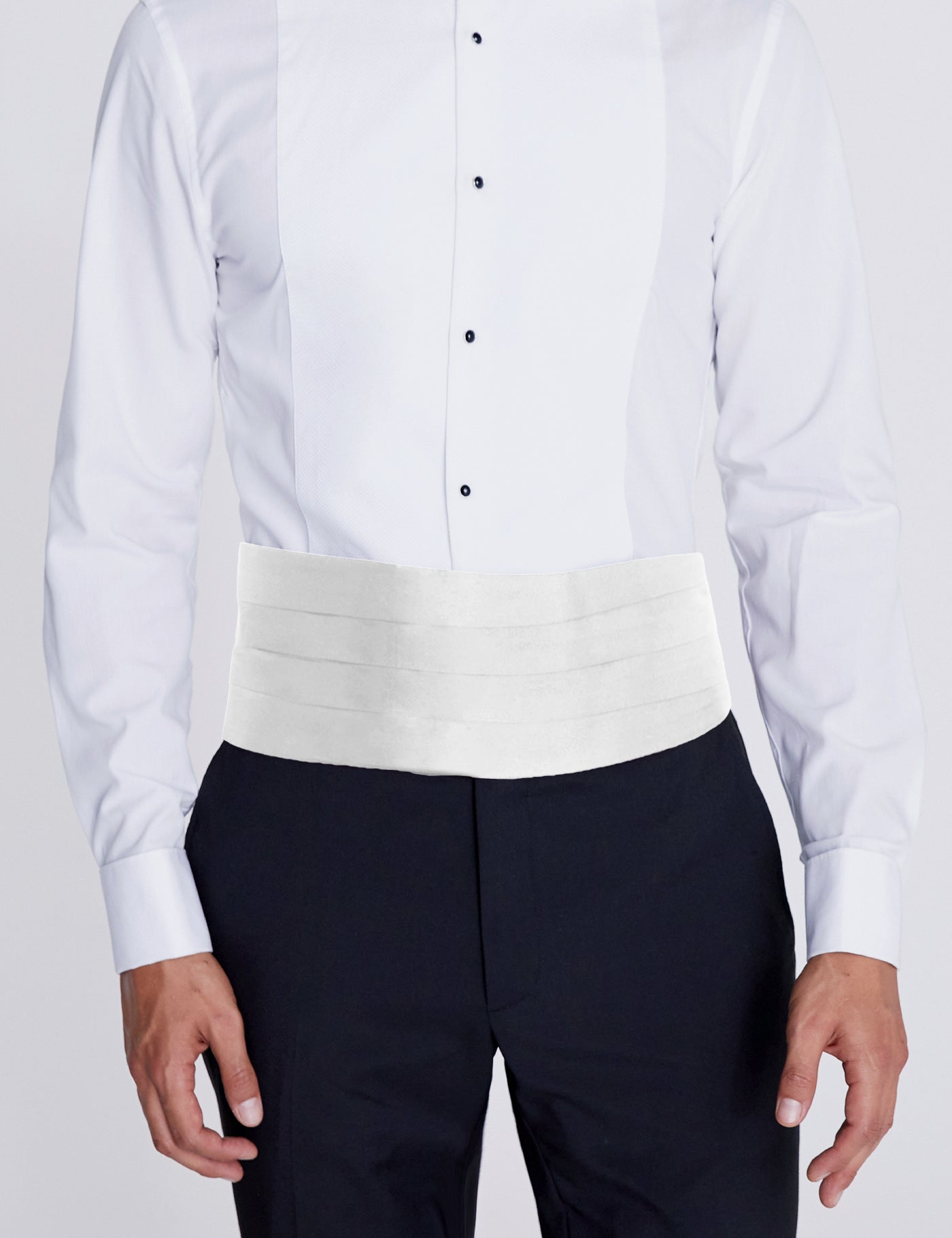 Tuxedo Cummerbund - White