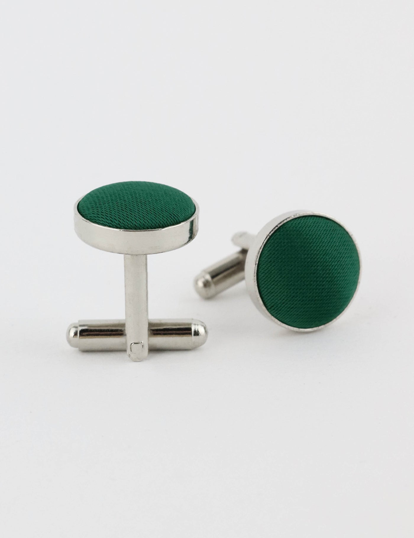 Woven Fabric Faced Cufflinks - Forest Green