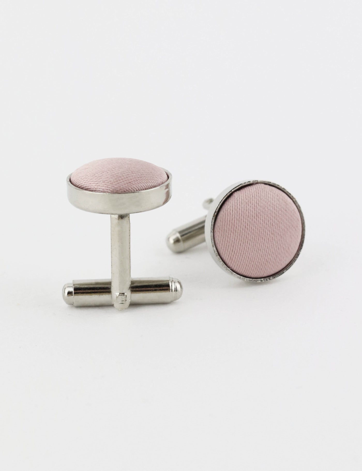 Woven Fabric Faced Cufflinks - Dusty Pink