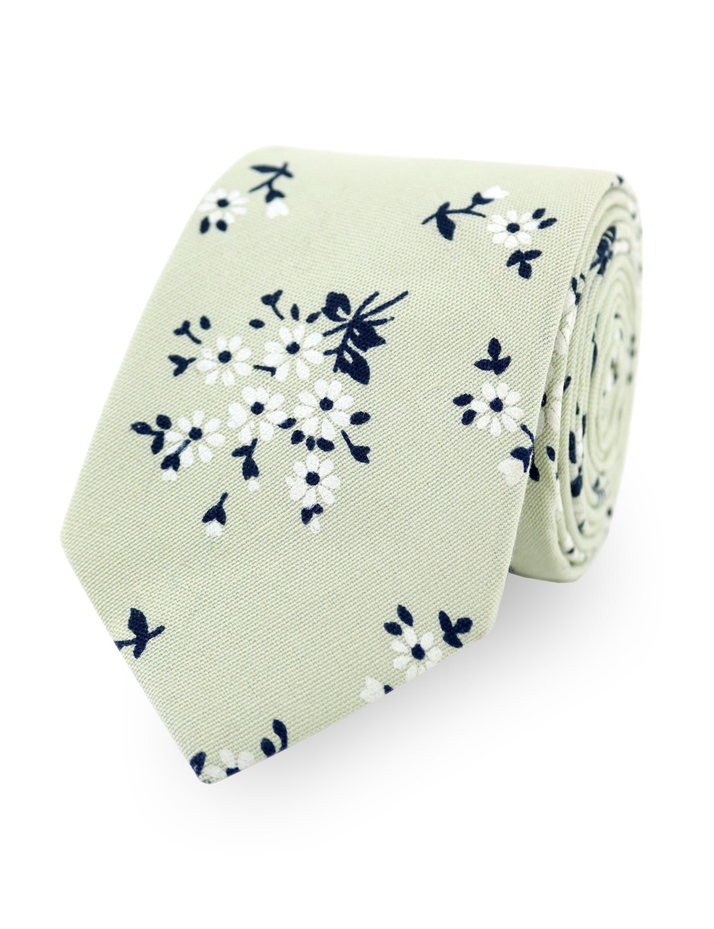 100% Cotton Floral Print Bow Tie - Green & Navy