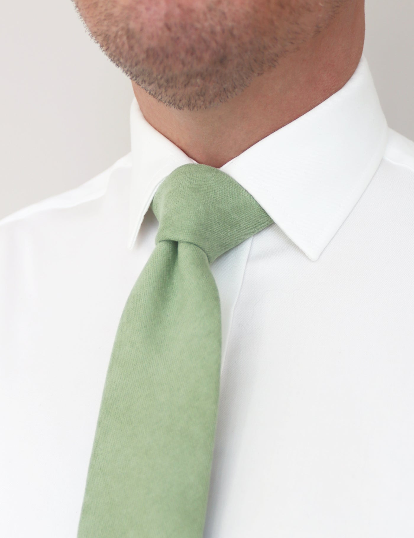 100% Brushed Cotton Tie - Sage Green