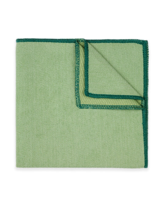100% Brushed Cotton Suede Pocket Square - Green