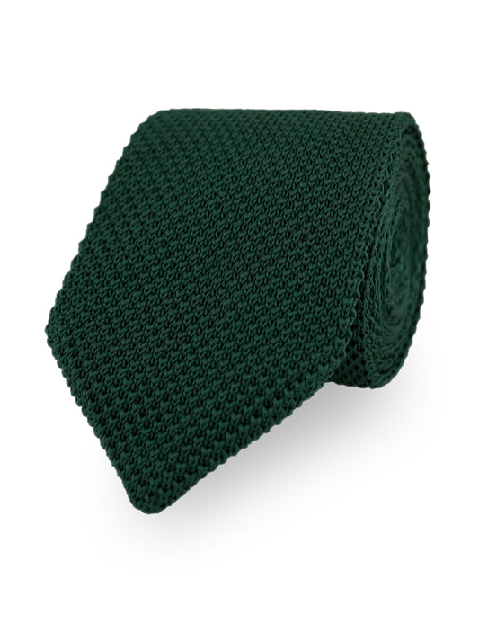 100% Polyester Diamond End Knitted Tie - Dark Green