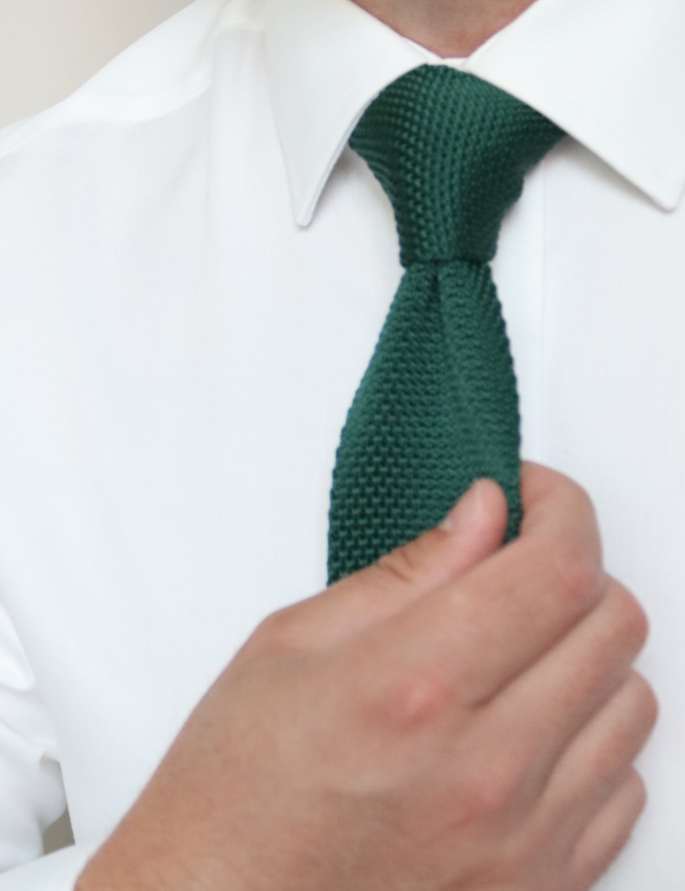 100% Polyester Square End Knitted Tie - Dark Green