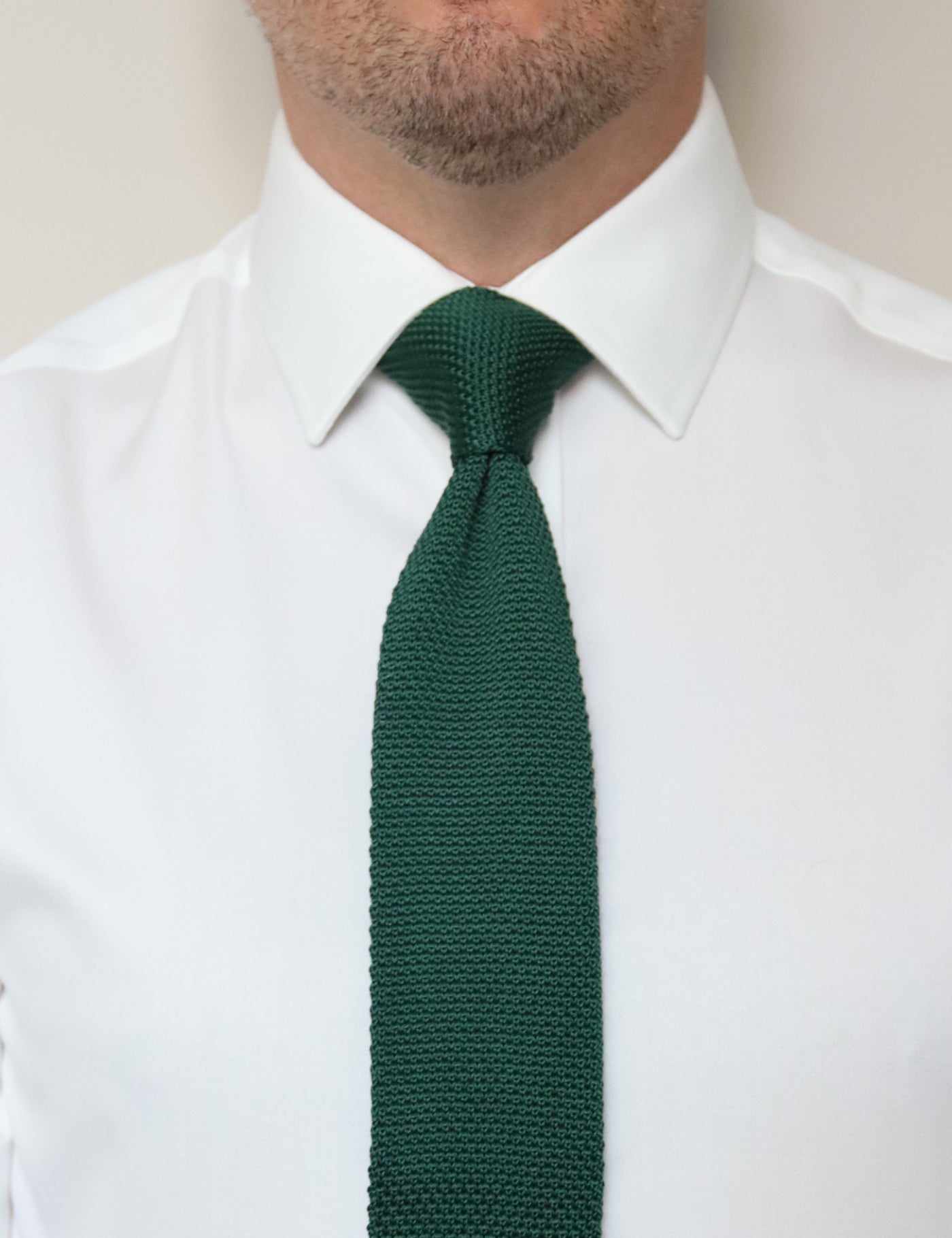 100% Polyester Square End Knitted Tie - Dark Green