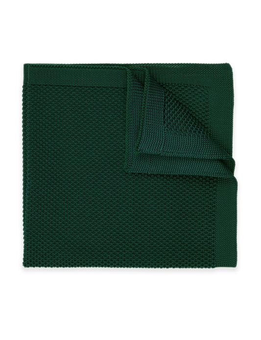 100% Polyester Knitted Pocket Square - Dark Green