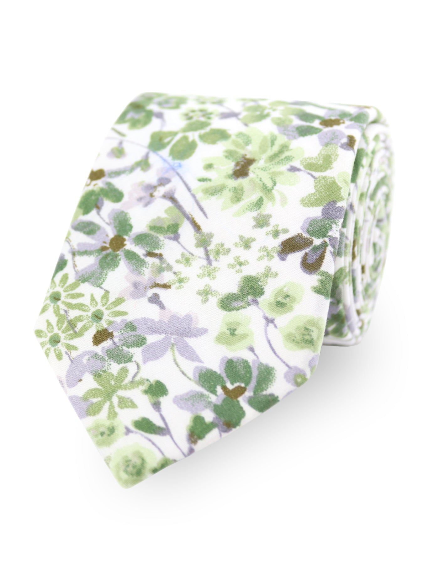 100% Cotton Floral Print Pocket Square - Green And White