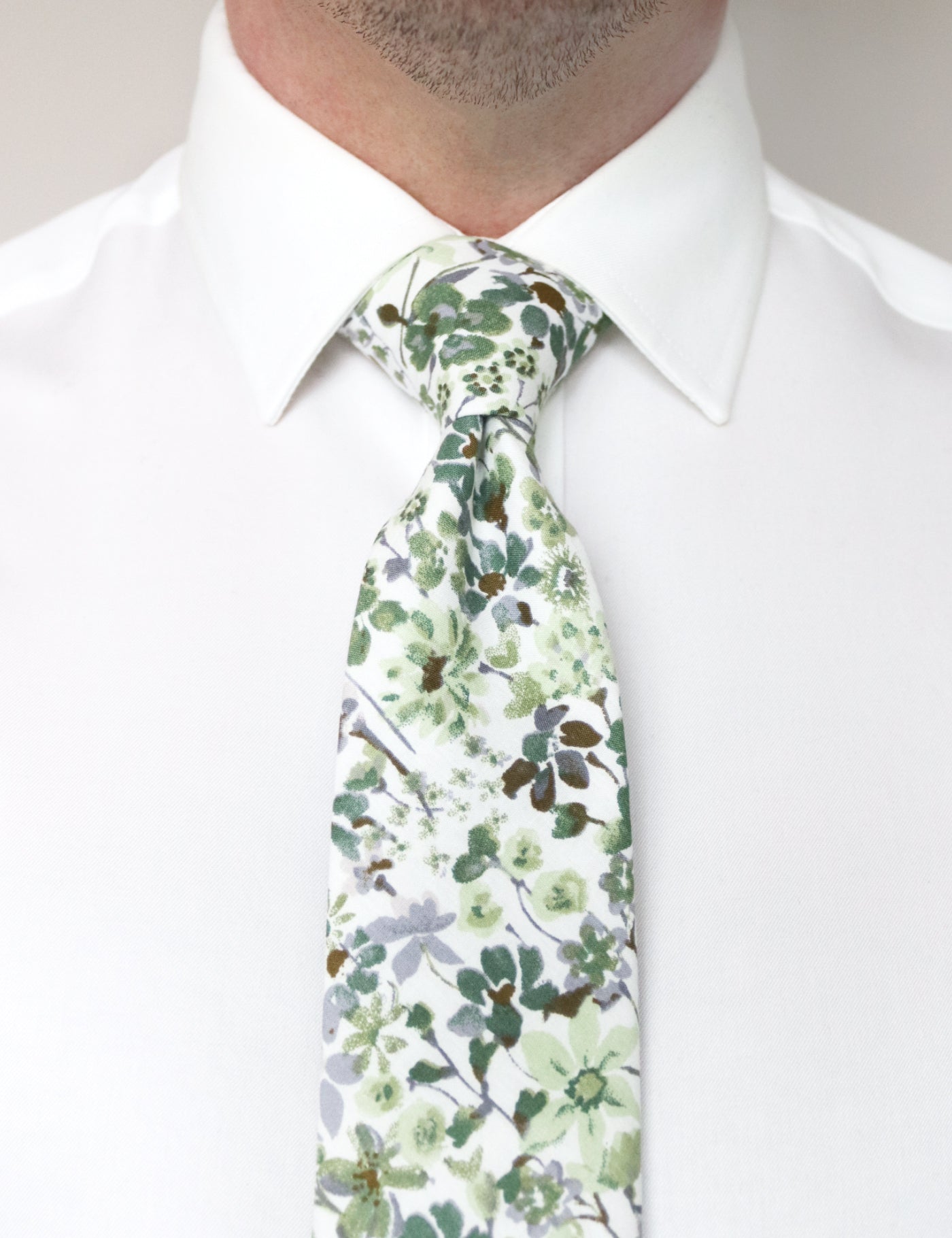 Floral Print Tie - Sage Green