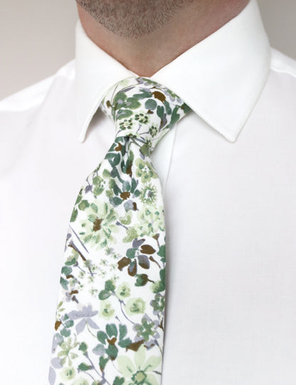 Floral Print Tie - Sage Green