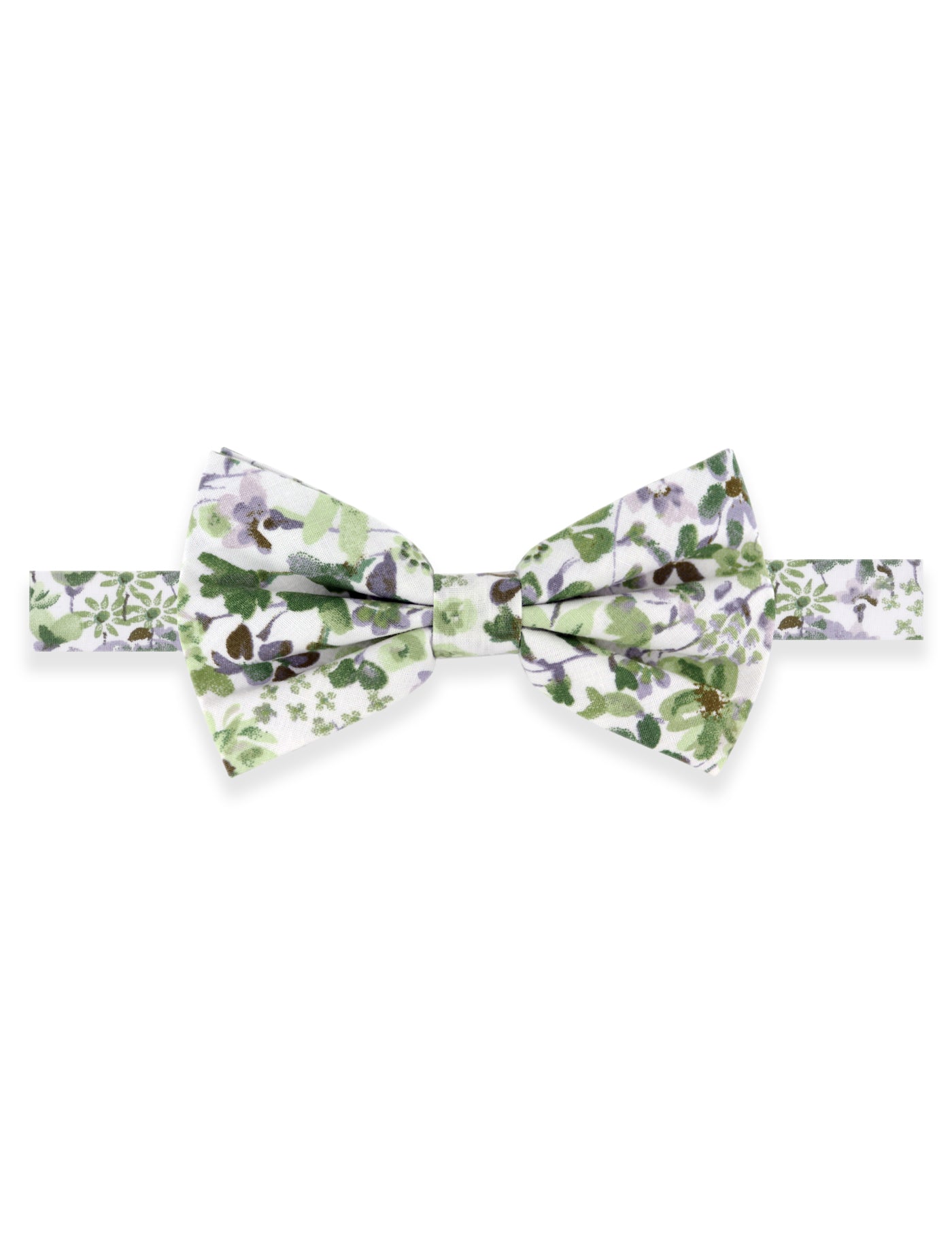 100% Cotton Floral Print Tie - Green And White