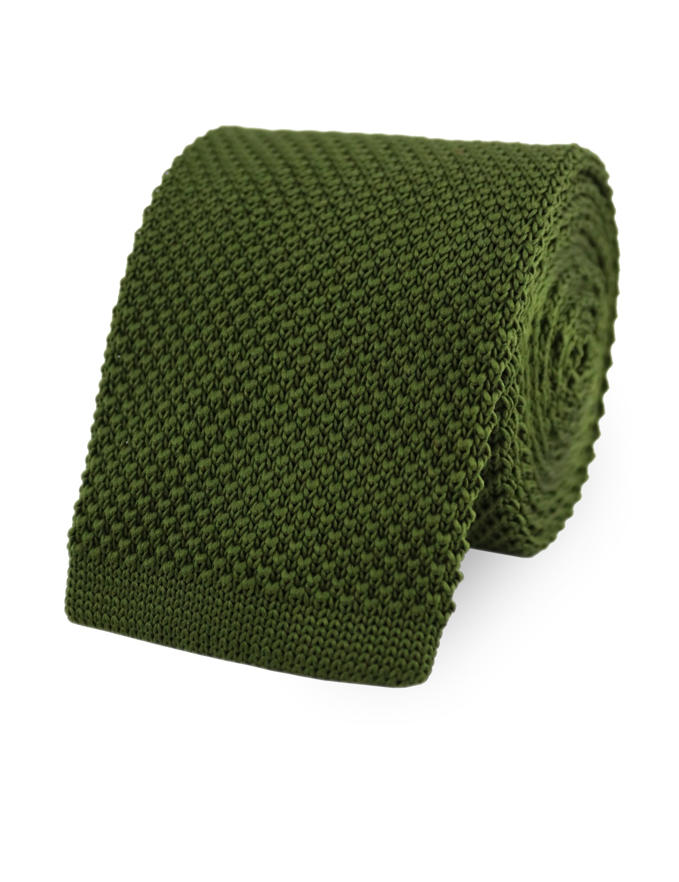 100% Polyester Diamond End Knitted Tie - Olive Green