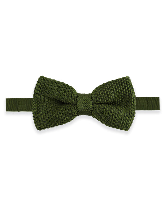 100% Polyester Knitted Bow Tie - Olive Green