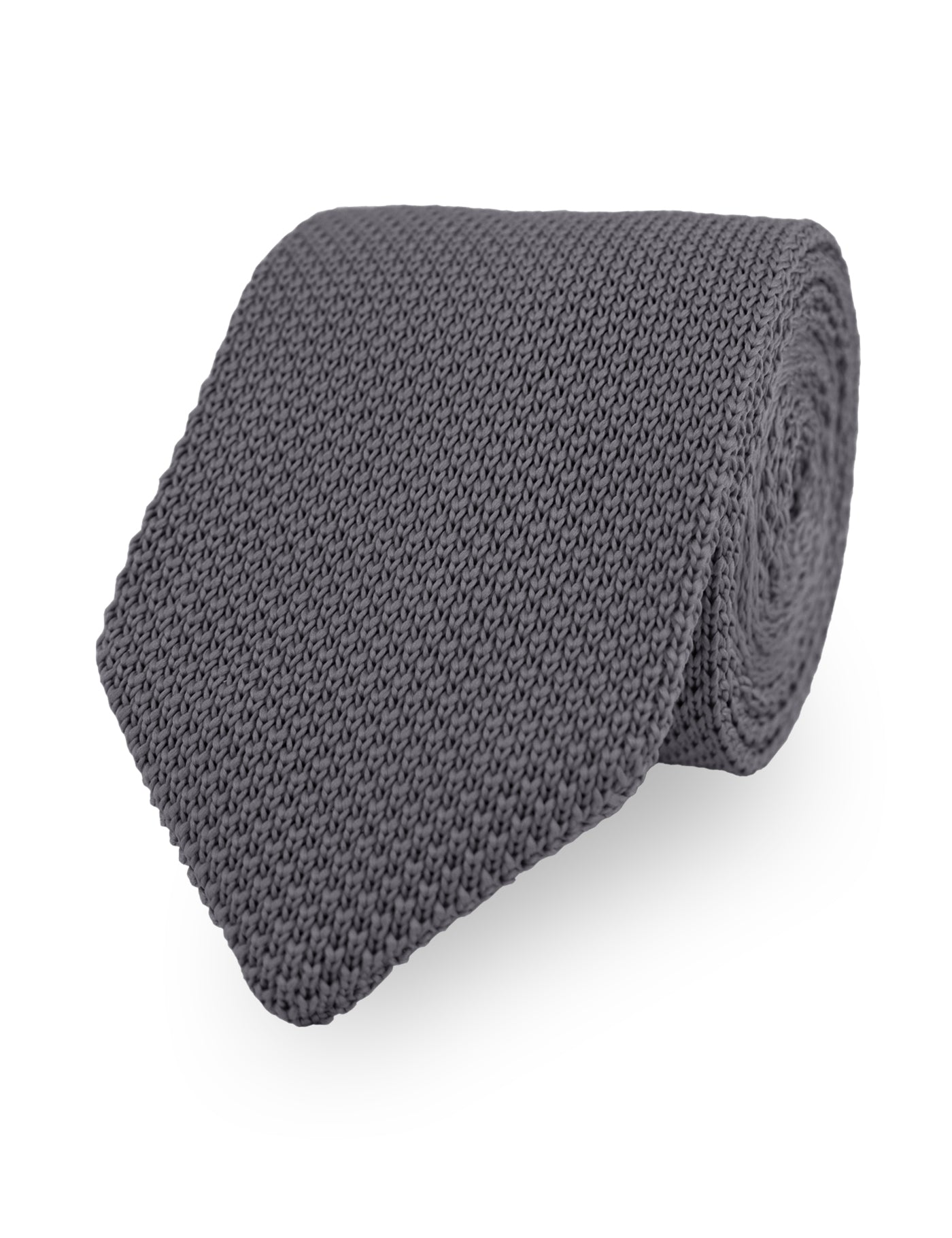 100% Polyester Square End Knitted Tie - Dark Grey