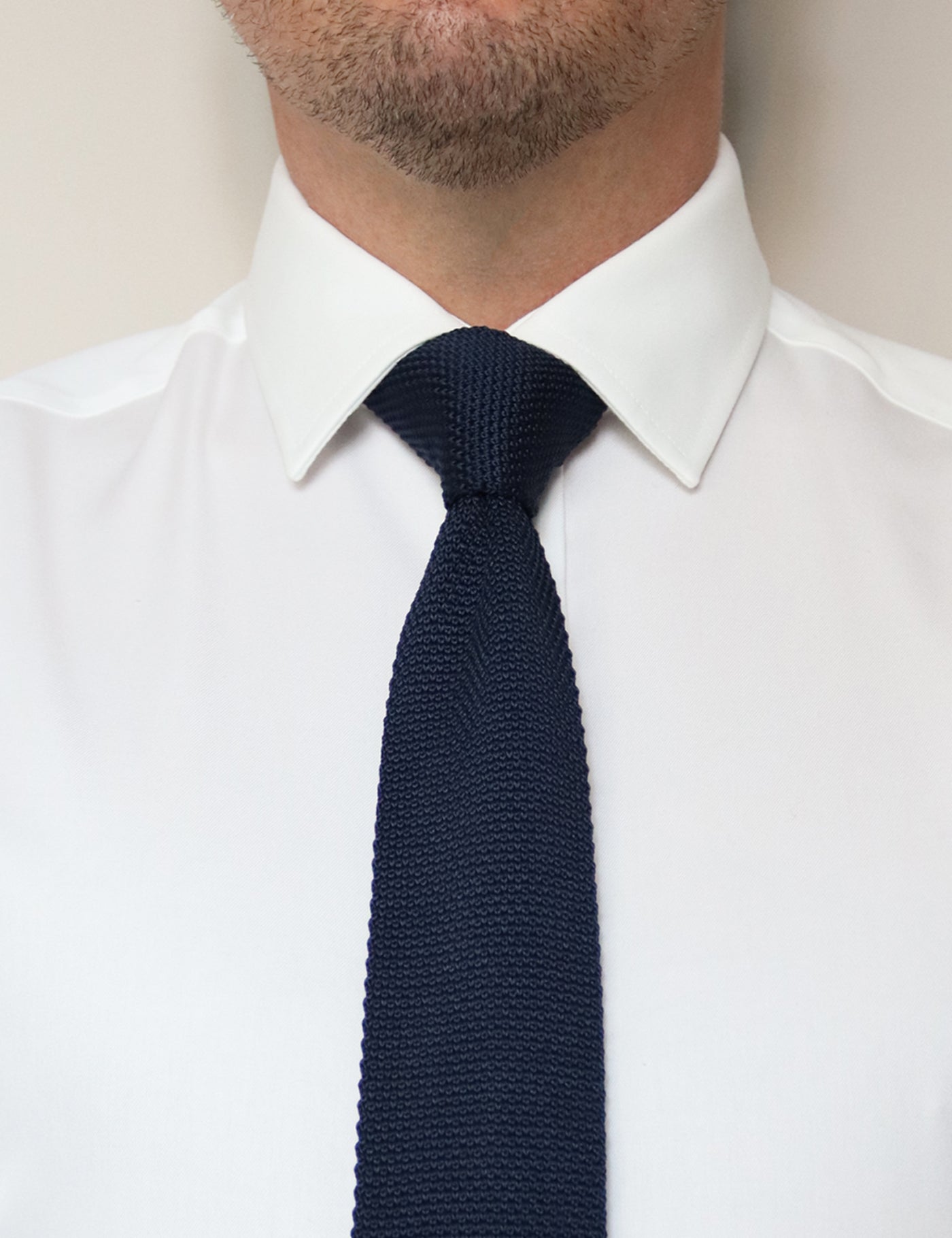 100% Polyester Square End Knitted Tie - Navy Blue