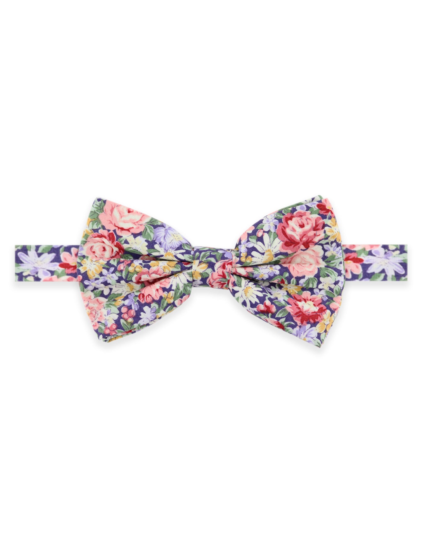 100% Cotton Floral Print Bow Tie - Navy