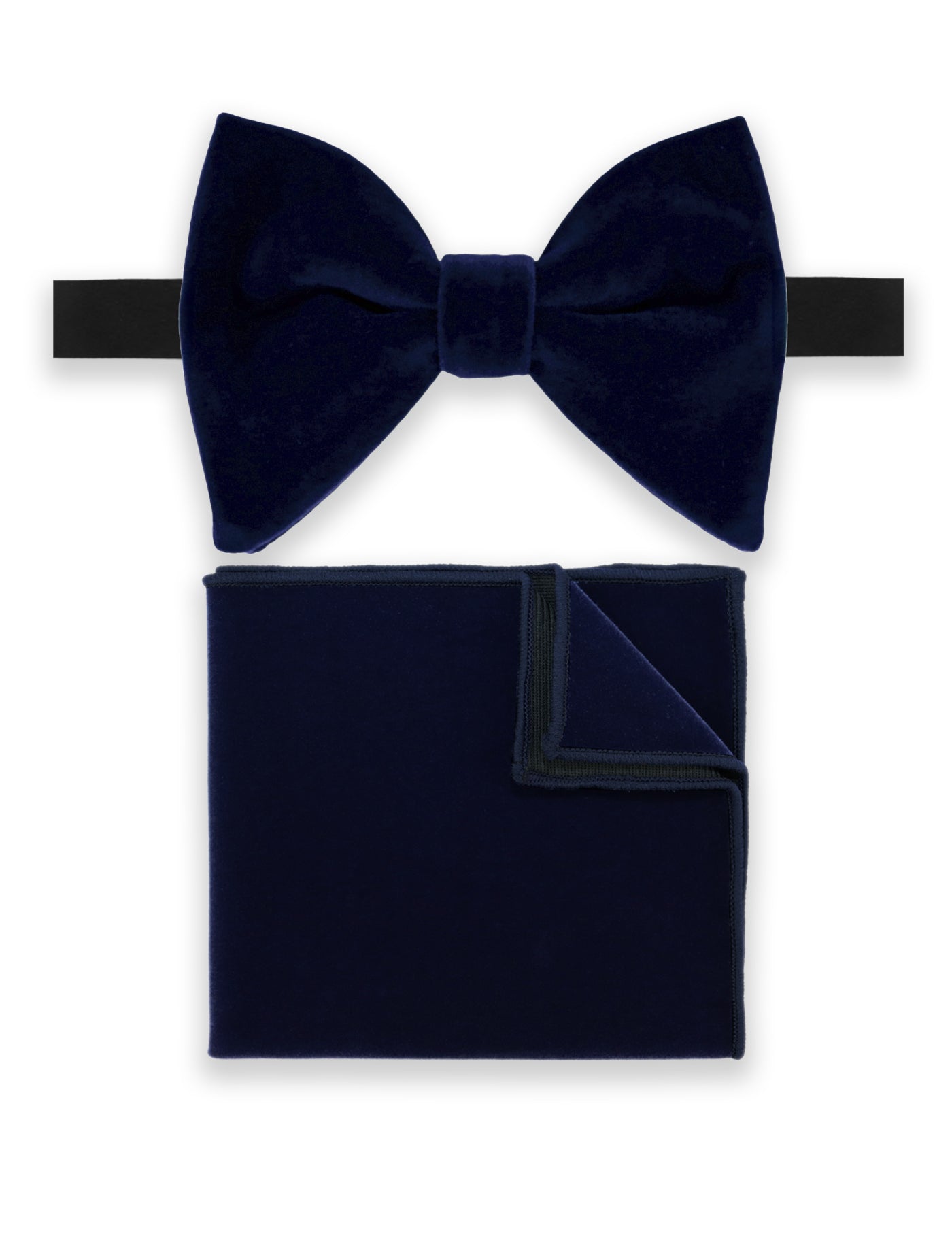 100% Velvet Oversized Bow Tie - Navy Blue