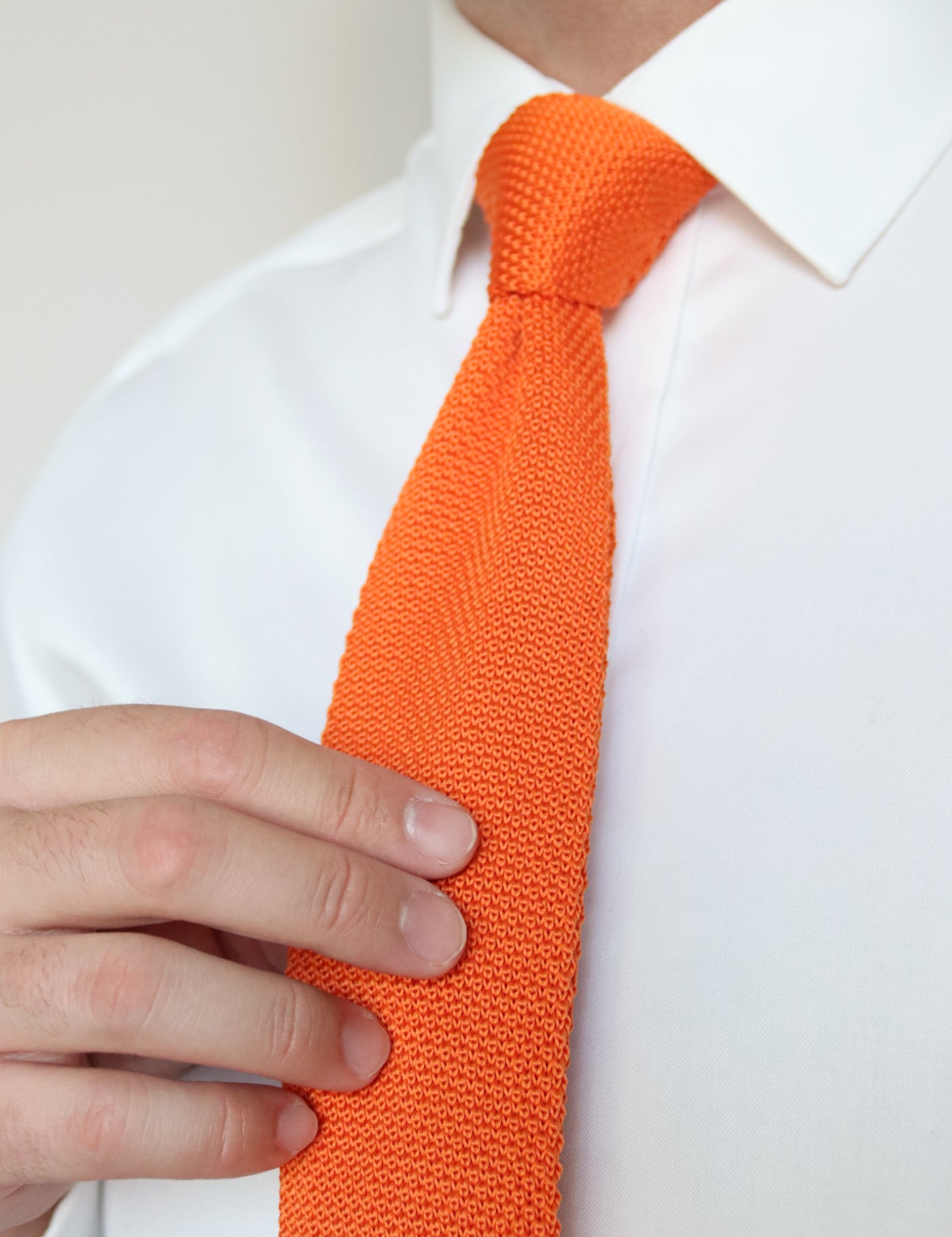 100% Polyester Square End Knitted Tie - Orange