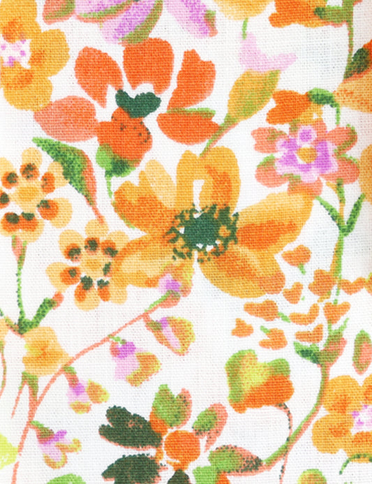 100% Cotton Floral Print Tie - Orange