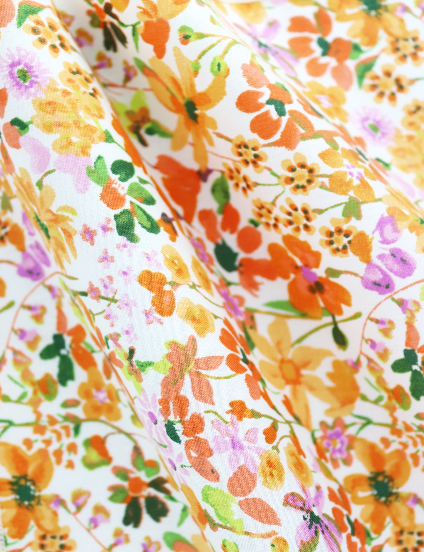 100% Cotton Floral Print Tie - Orange