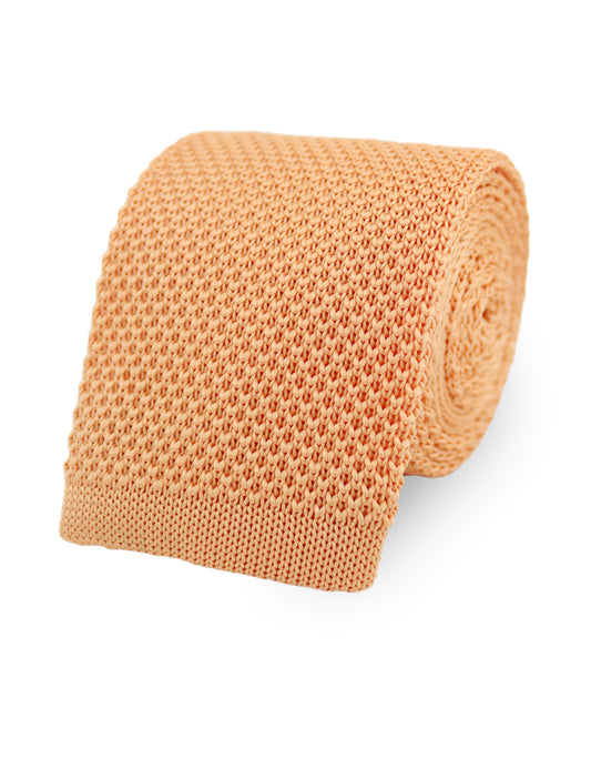 100% Polyester Square End Knitted Tie - Peach