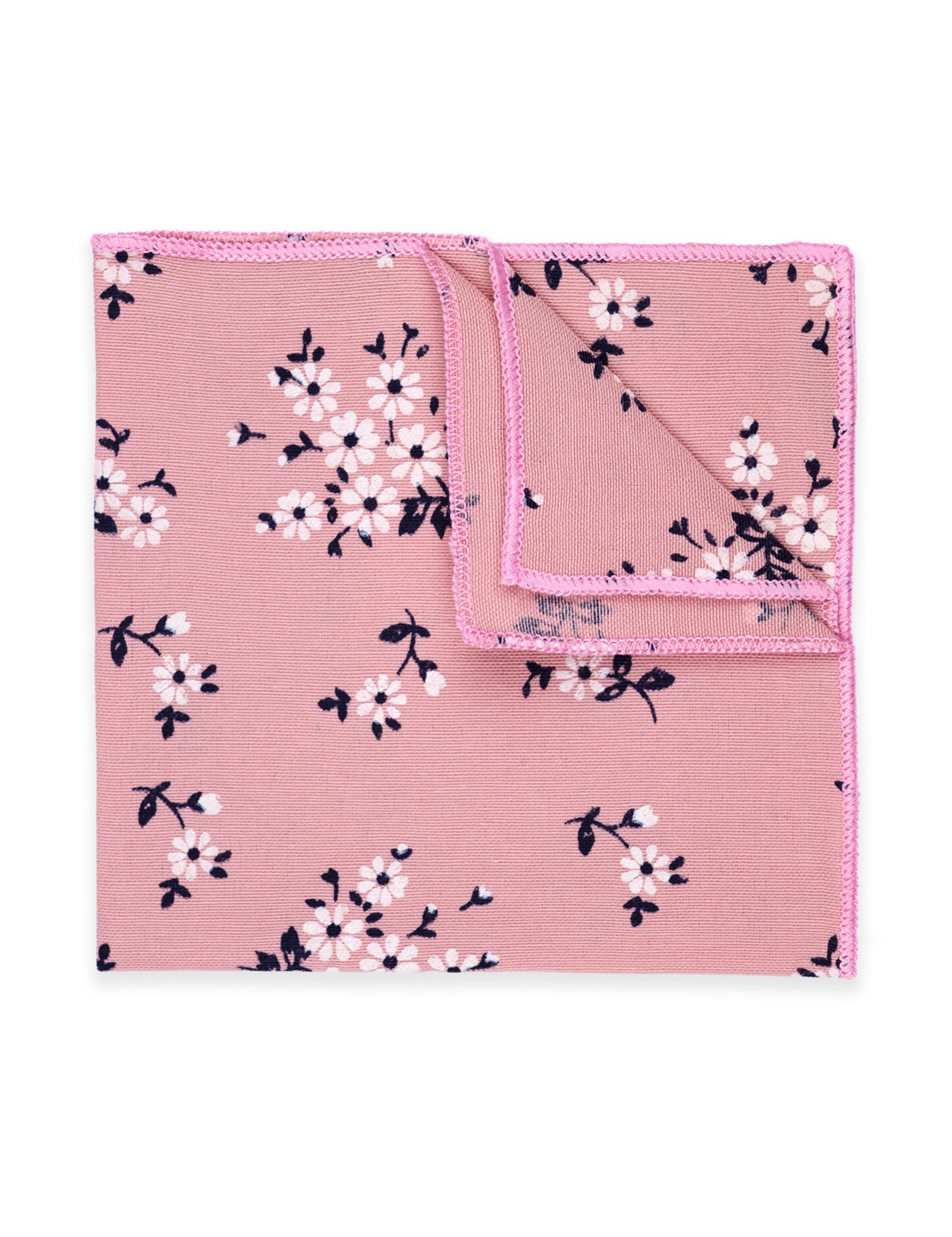 100% Cotton Floral Print Tie - Pink & Navy