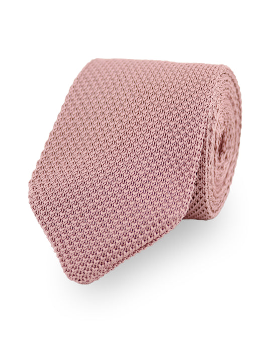 100% Polyester Diamond End Knitted Tie - Dusty Pink