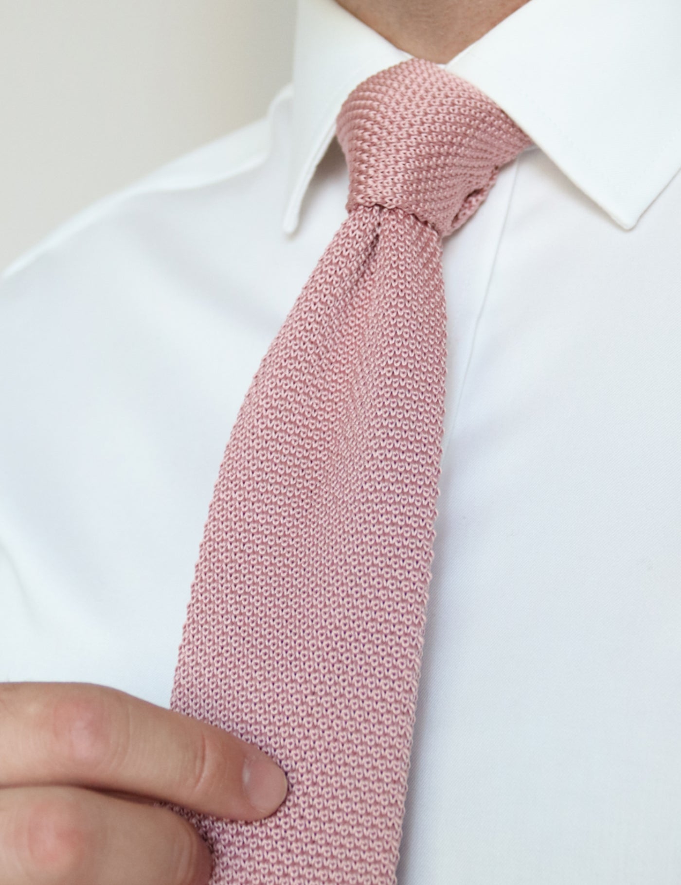 100% Polyester Diamond End Knitted Tie - Dusty Pink