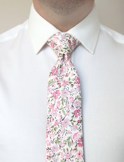 100% Cotton Floral Print Tie - Pink