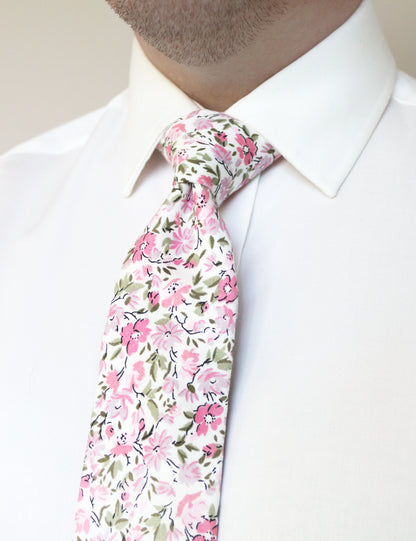 100% Cotton Floral Print Tie - Pink